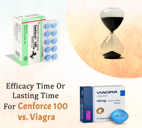 Efficacy time or lasting time for Cenforce 100 vs. Viagra